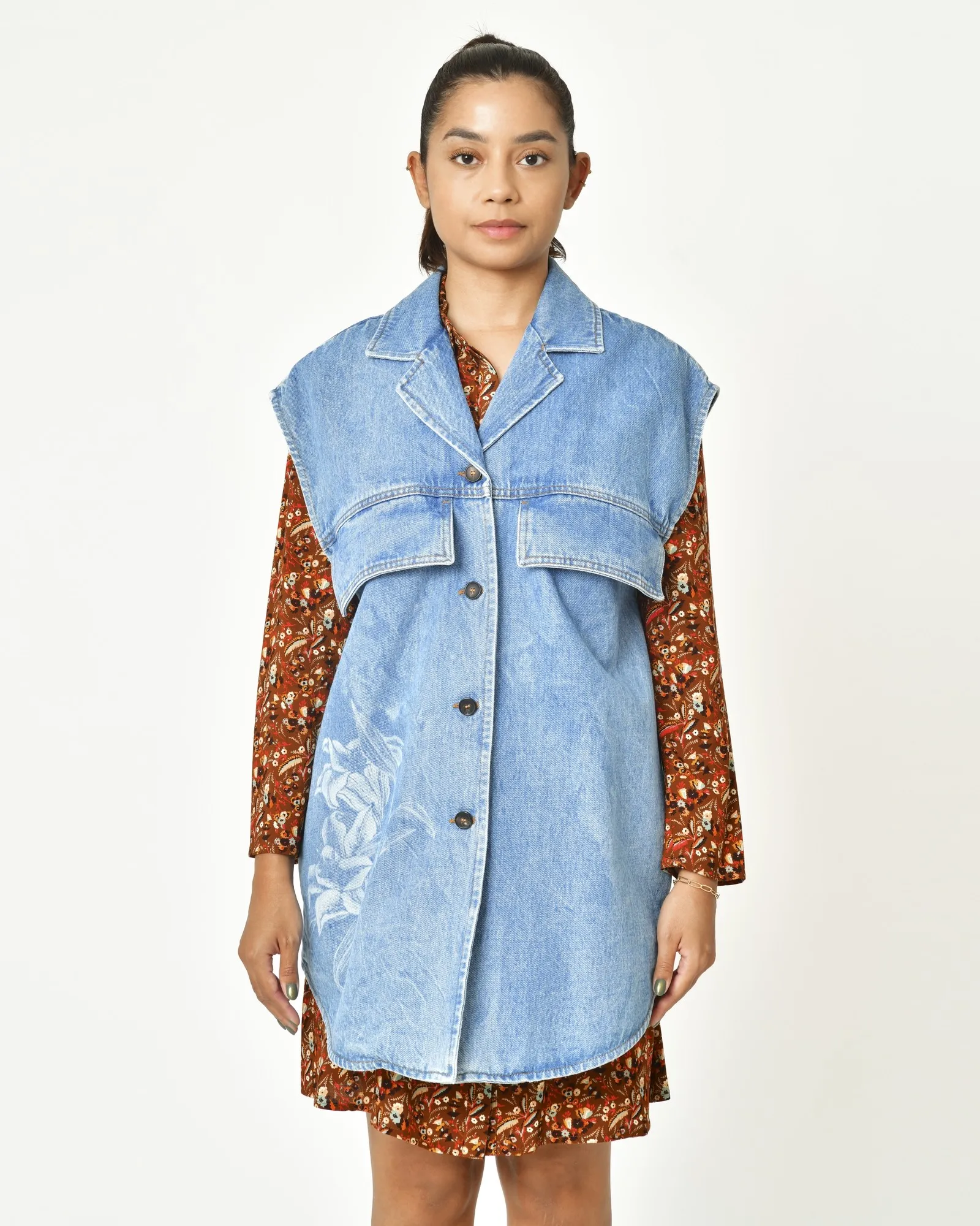 Blouson oversize en jean sans manche T_coat 