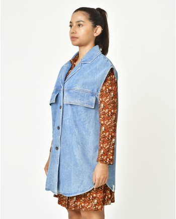 Blouson oversize en jean sans manche T_coat 