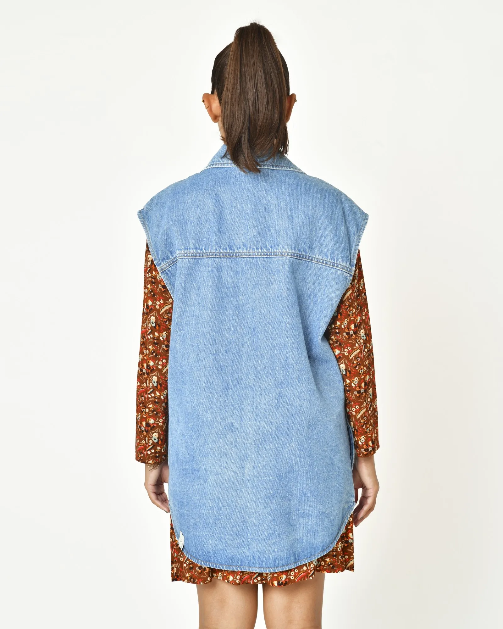 Blouson oversize en jean sans manche T_coat 