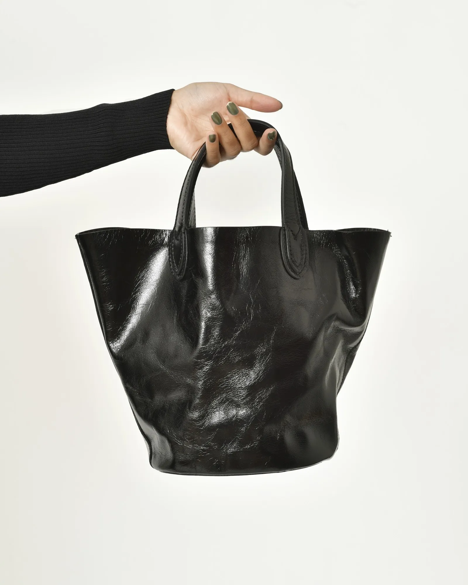 Sac a main en cuir verni noir Anita Bilardi 