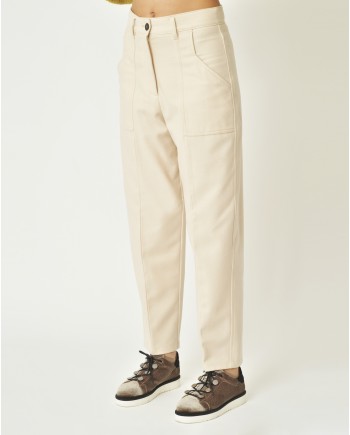 Pantalon en laine beige Forte Forte 