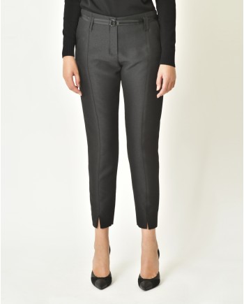 Pantalon texturé noir avec ceinture Chemins Blancs 