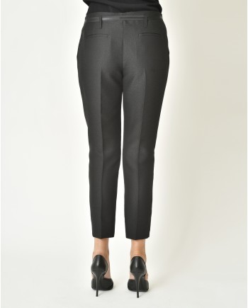 Pantalon texturé noir avec ceinture Chemins Blancs 