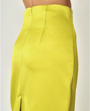 Jupe crayon en satin jaune Parosh 