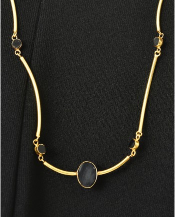 Collier en perles dorées et noires Pomandere 