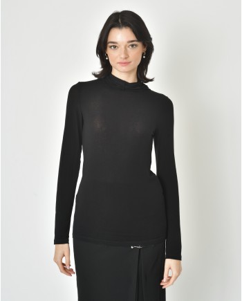 Sous-pull en viscose noire à capuche Malloni 