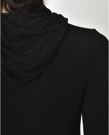 Sous-pull en viscose noire à capuche Malloni 