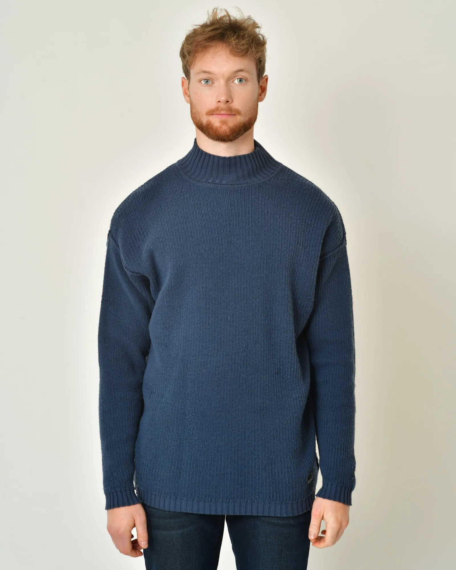 Pull en laine et coton à rayures et effet usé Ixos 