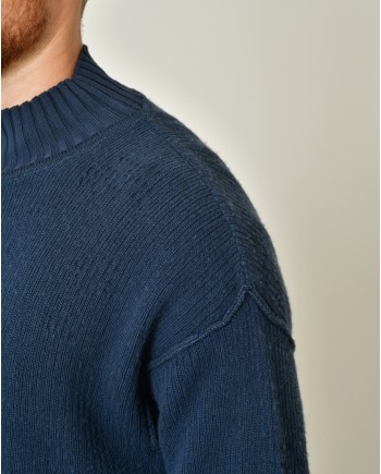 Pull en laine et coton à rayures et effet usé Ixos 