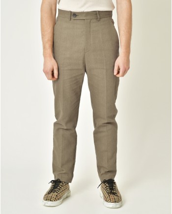 Pantalon en coton mélangé beige texturé Ixos 