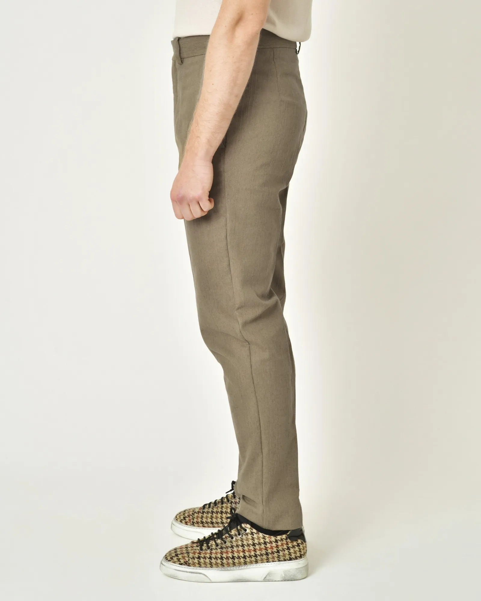 Pantalon en coton mélangé beige texturé Ixos 