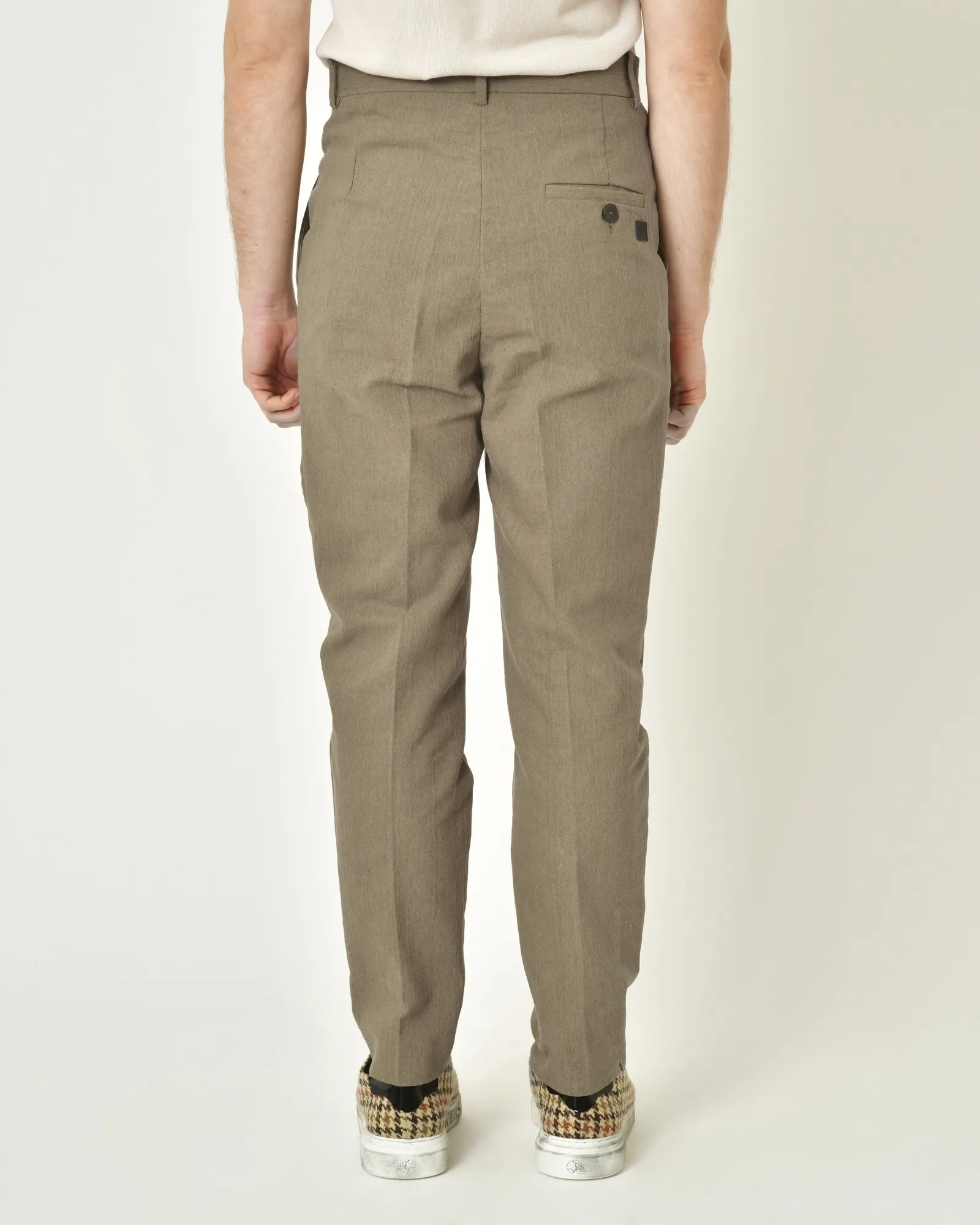 Pantalon en coton mélangé beige texturé Ixos 