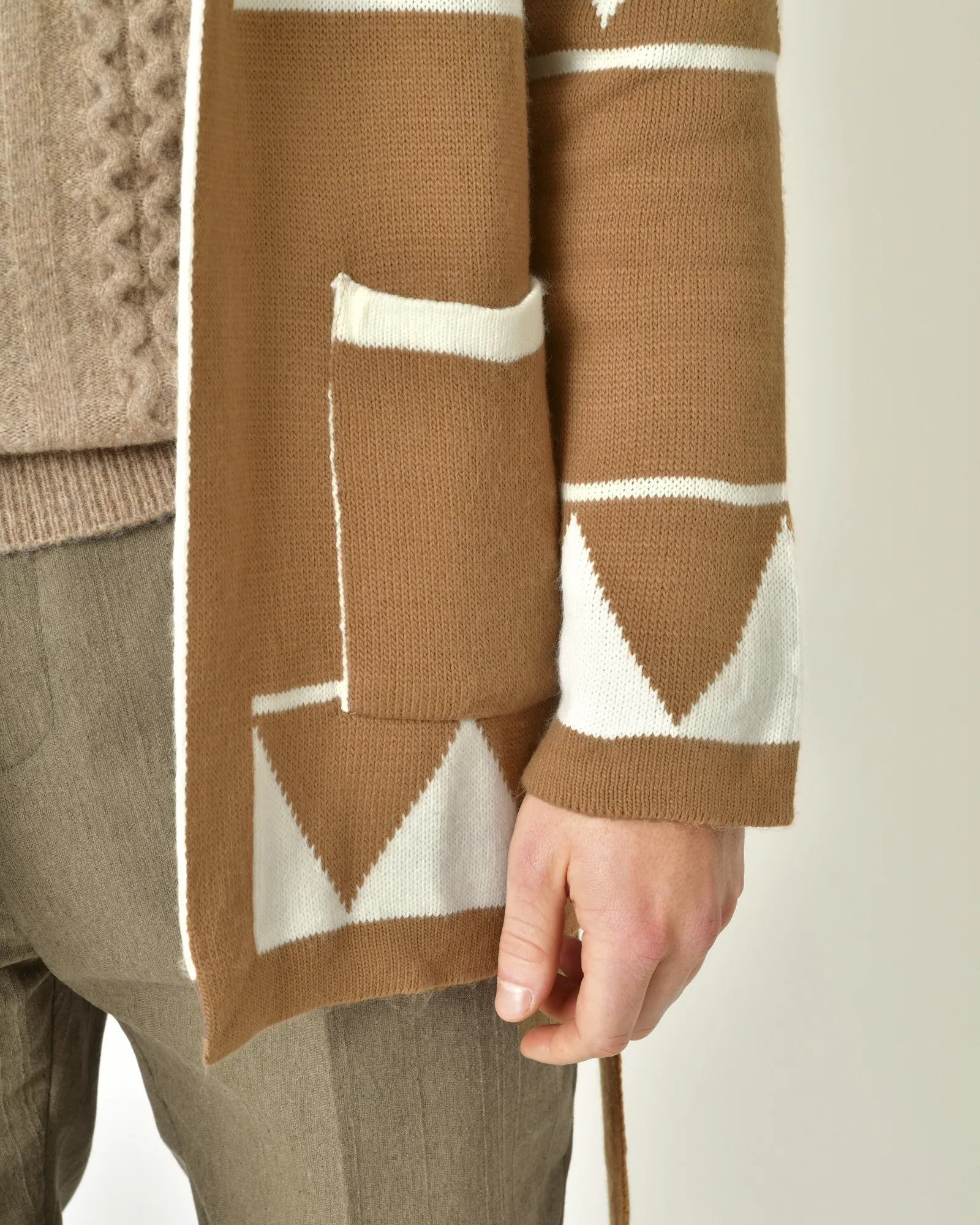 Cardigan à motifs géométriques beige Xagon Man 