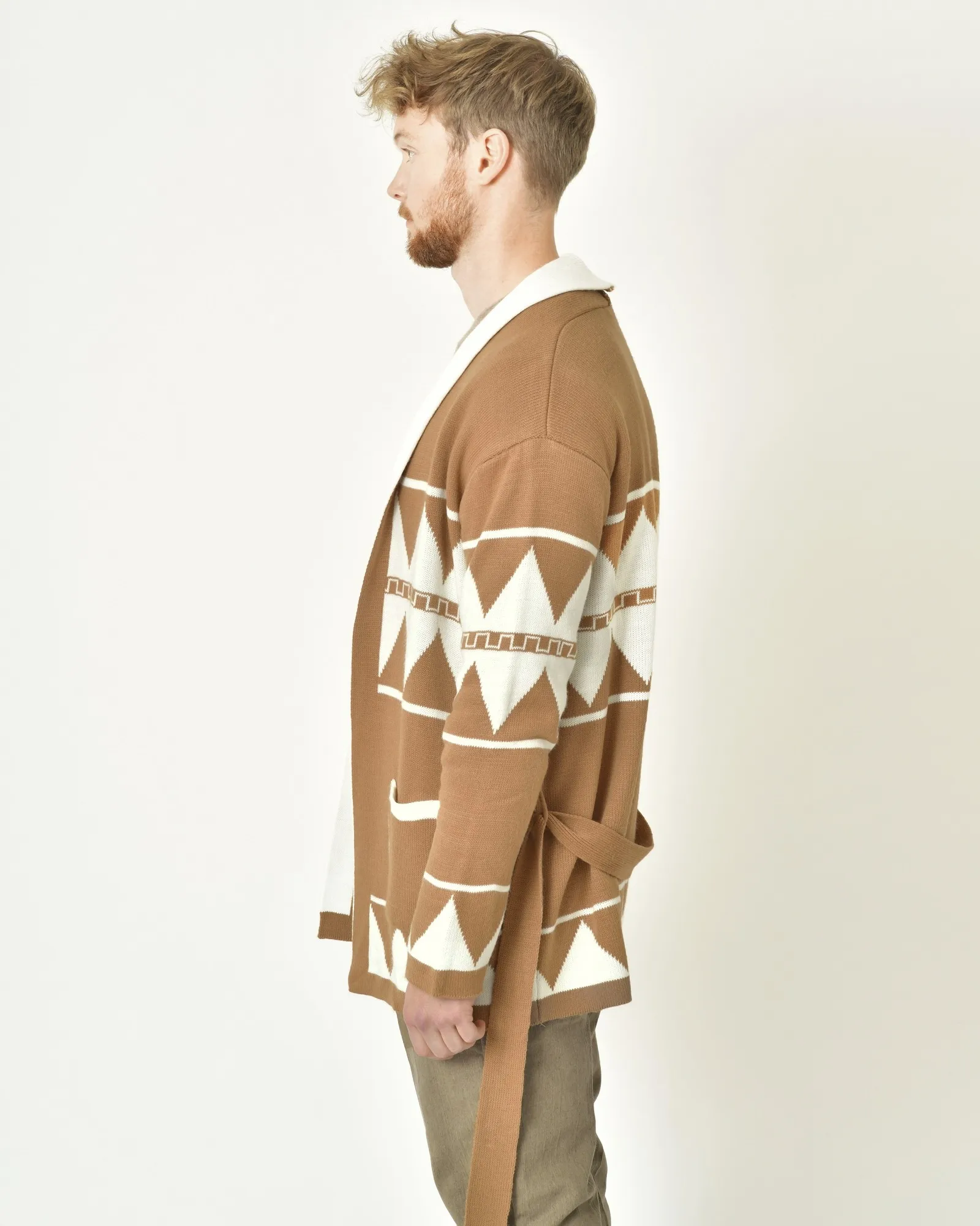 Cardigan à motifs géométriques beige Xagon Man 