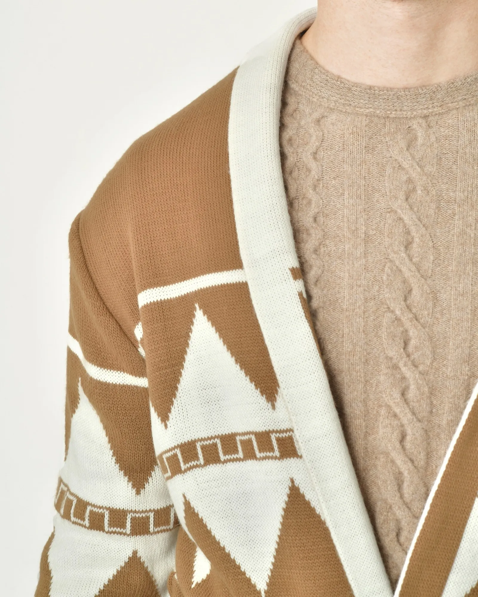 Cardigan à motifs géométriques beige Xagon Man 