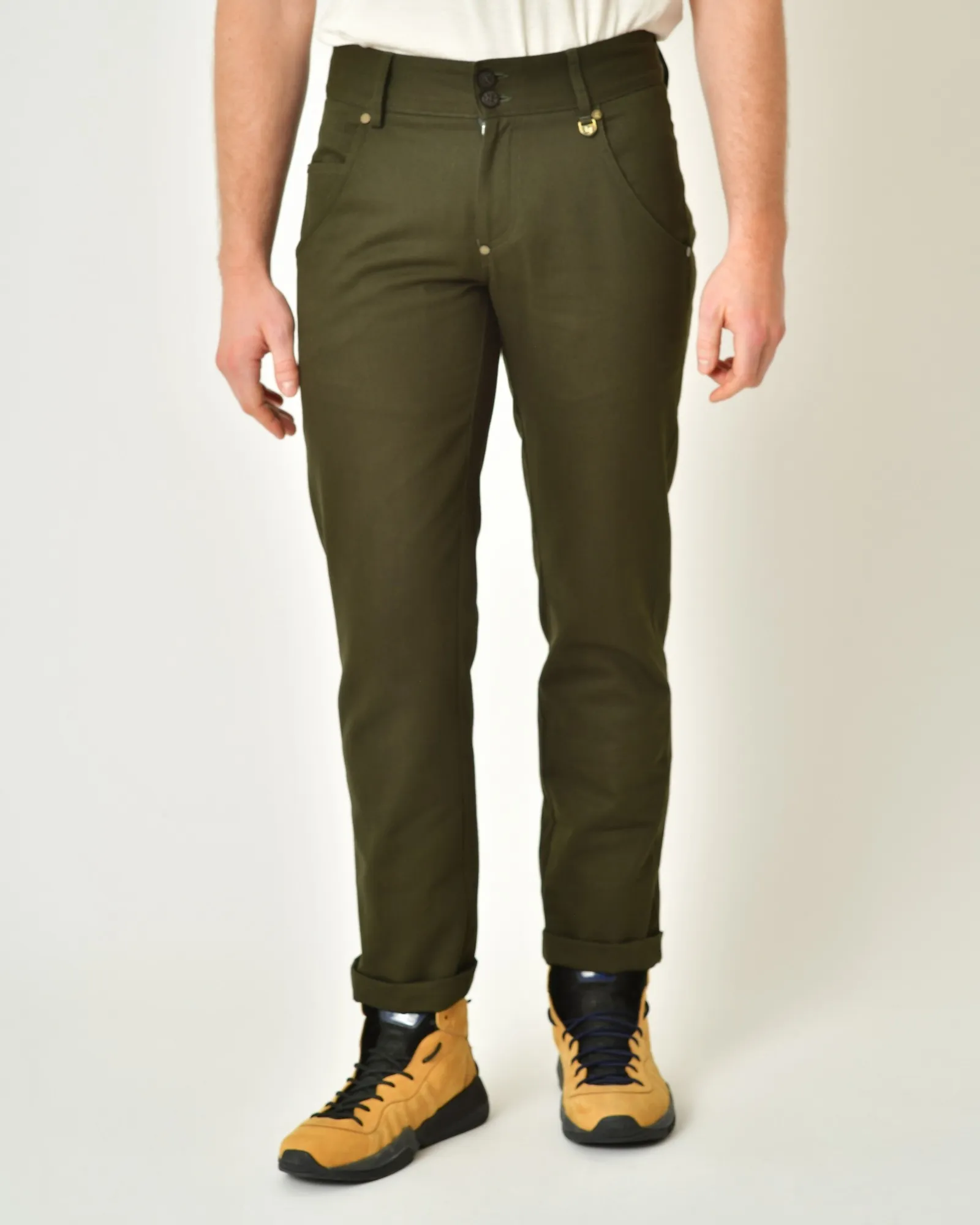 Pantalon en coton vert à rivets Lords & Fools 