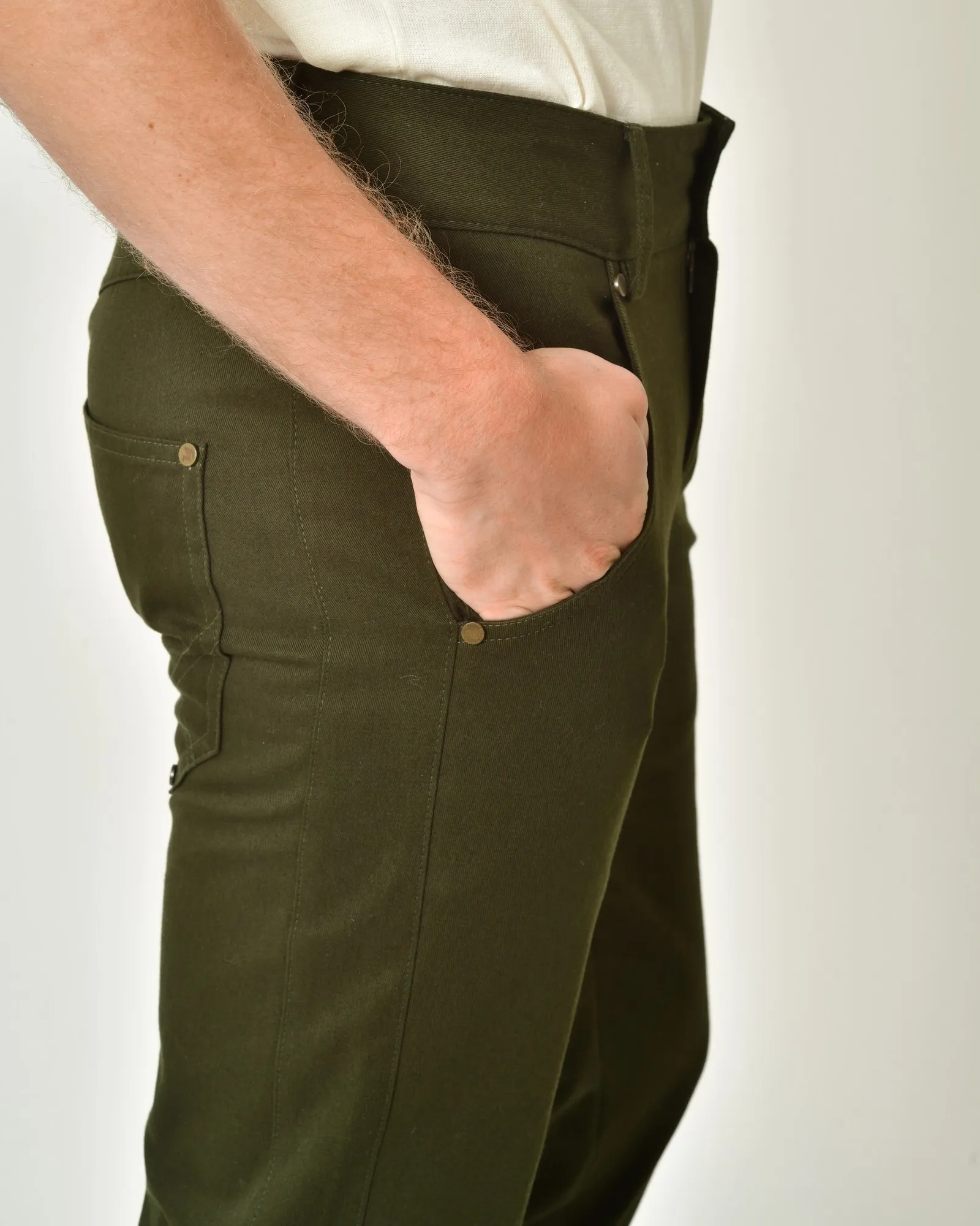 Pantalon en coton vert à rivets Lords & Fools 