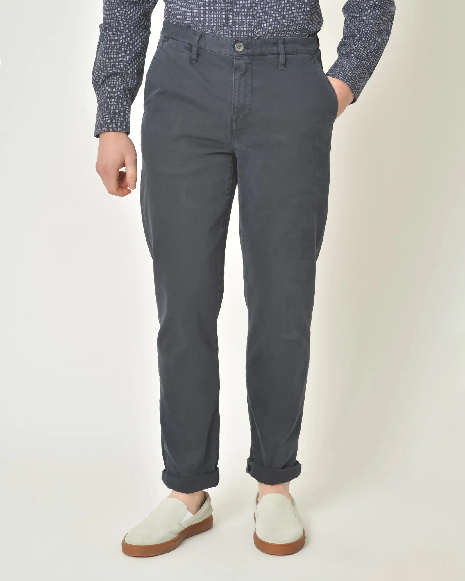 Pantalon en coton mélangé bleu Ixos 