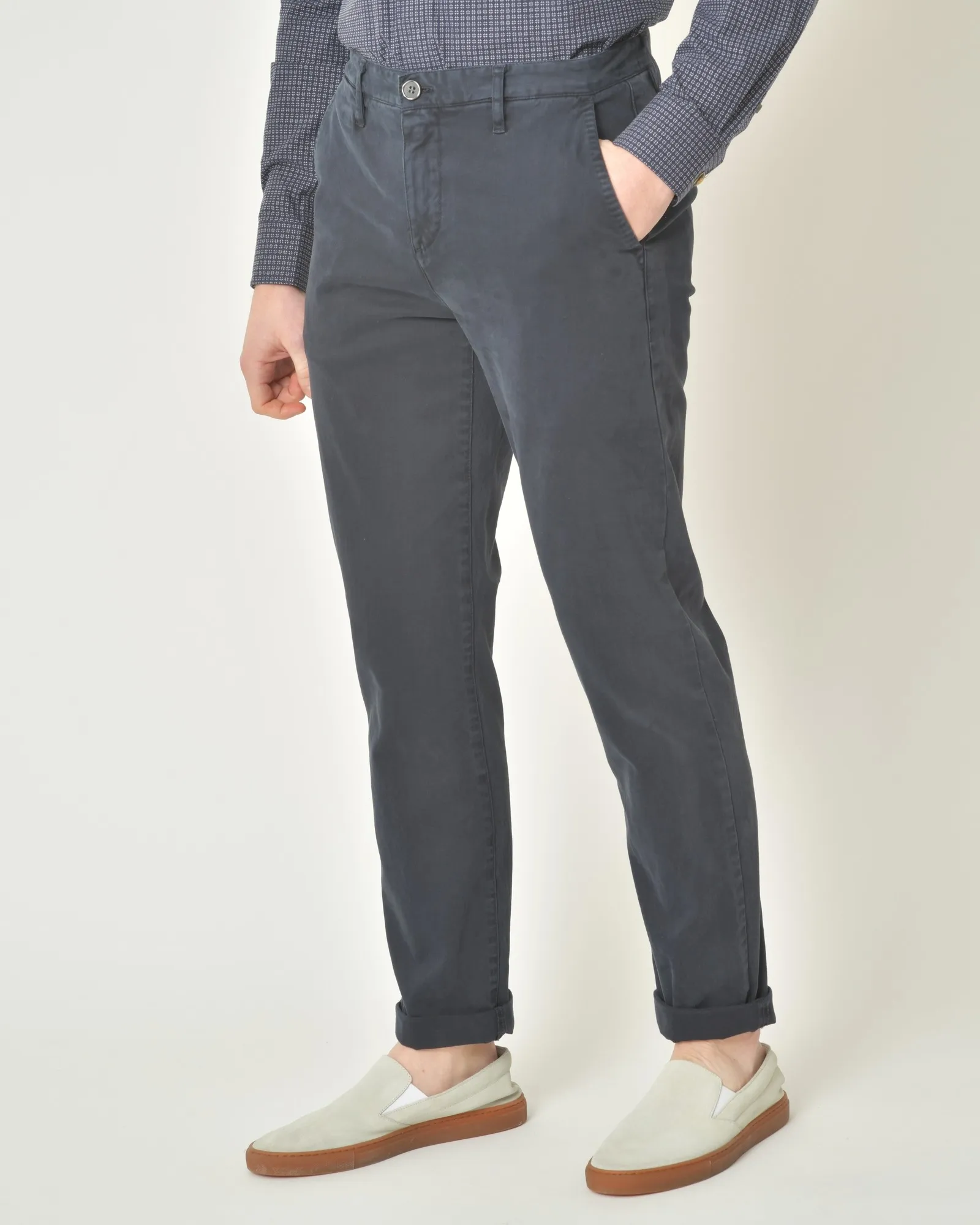 Pantalon en coton mélangé bleu Ixos 