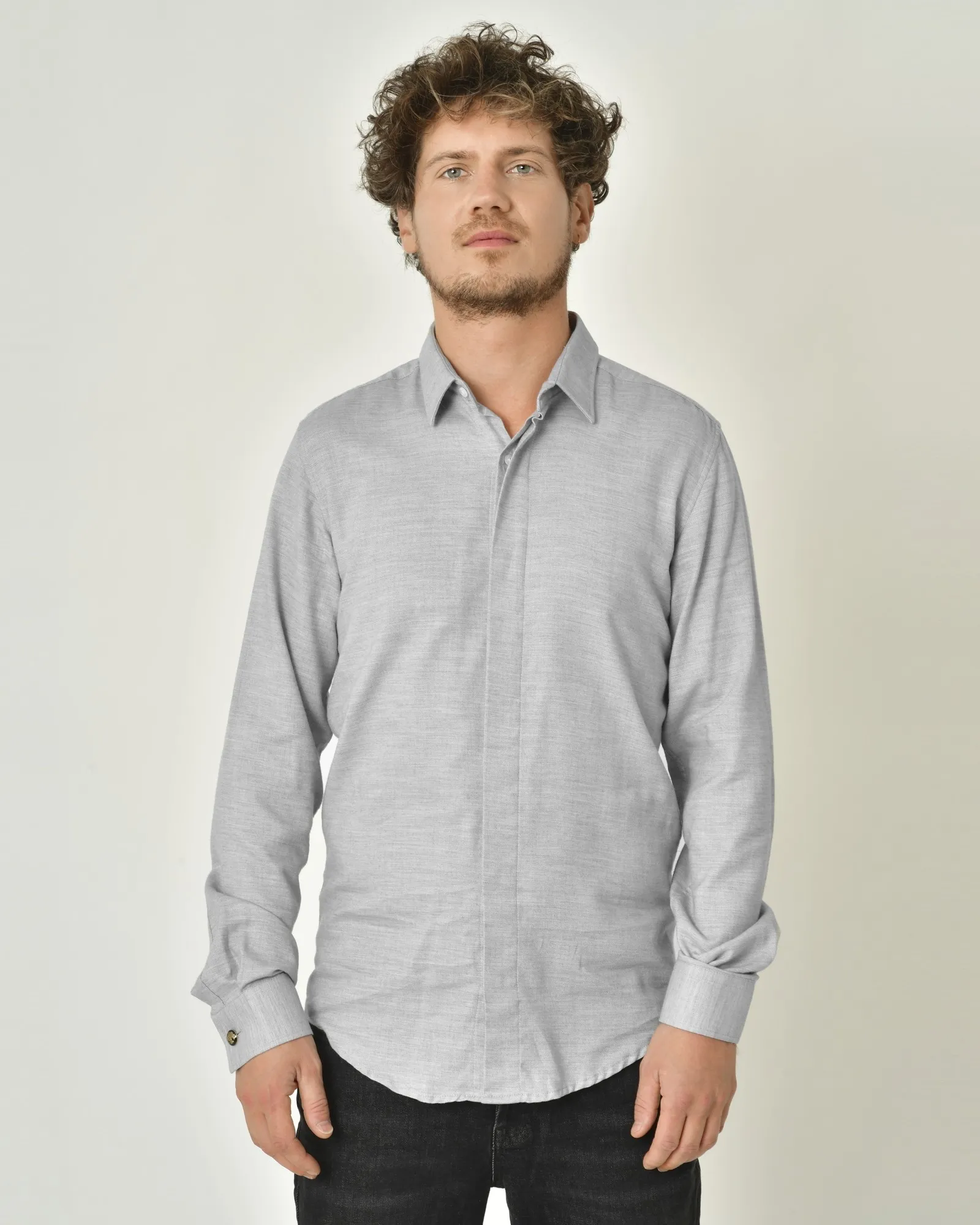 Chemise en coton mélangé gris Lords & Fools 