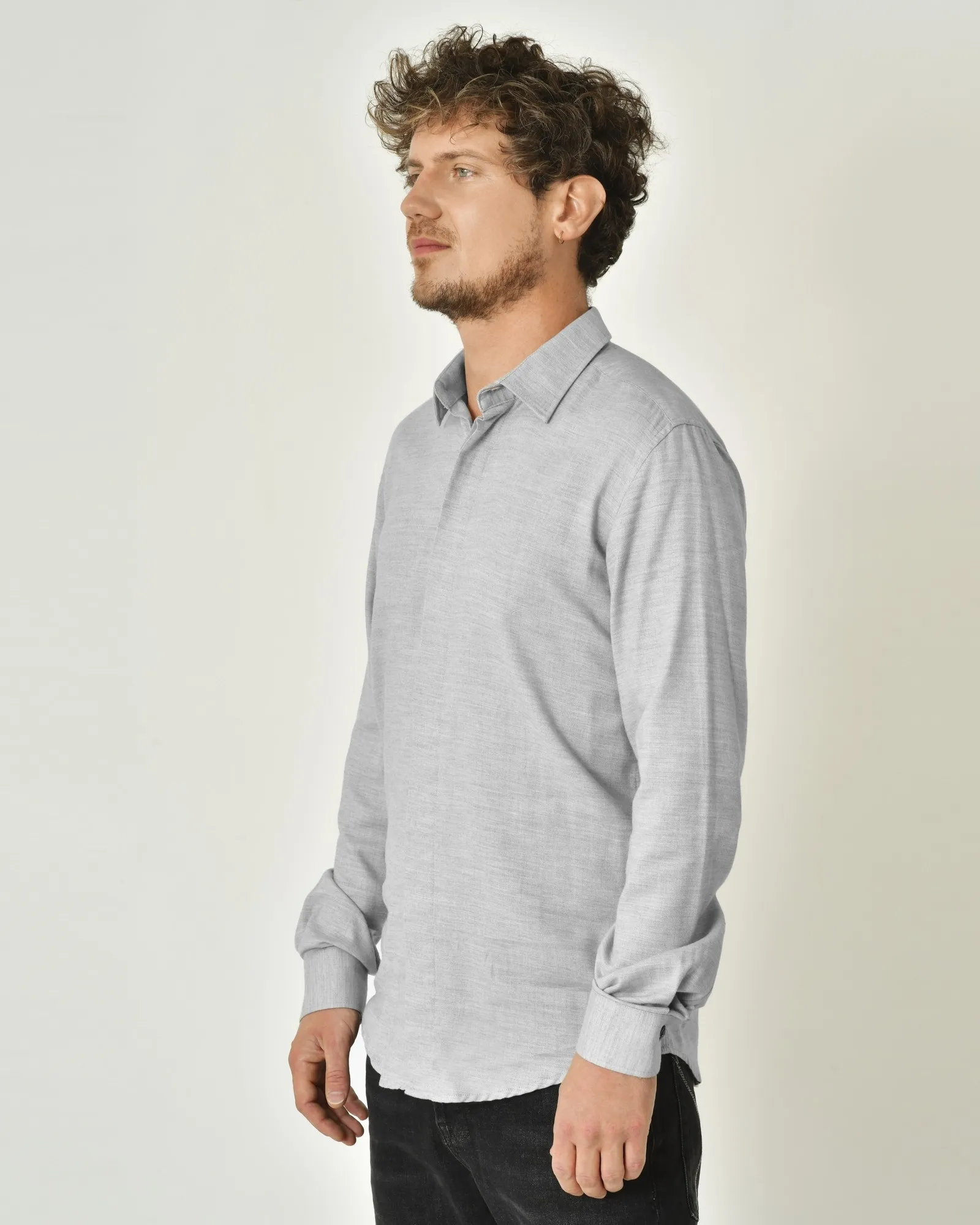 Chemise en coton mélangé gris Lords & Fools 