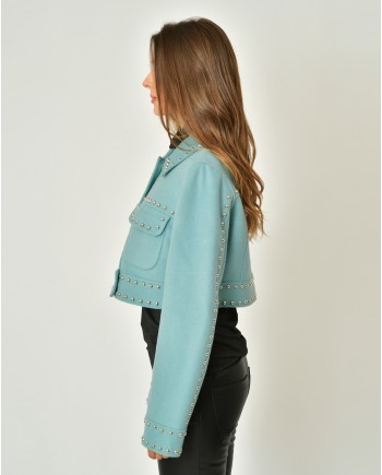 Blouson en laine turquoise à clous P.a.r.o.s.h 