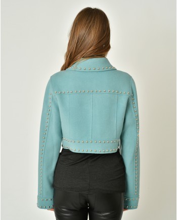 Blouson en laine turquoise à clous P.a.r.o.s.h 