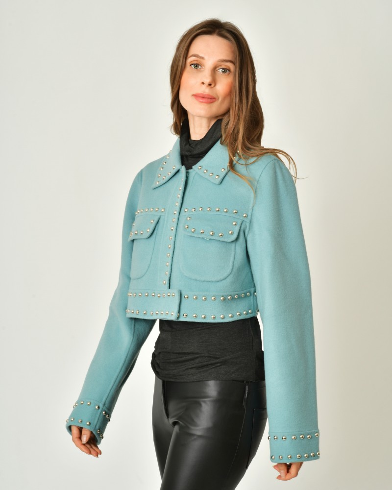 Blouson en laine turquoise à clous P.a.r.o.s.h 