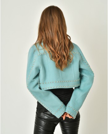 Blouson en laine turquoise à clous P.a.r.o.s.h 