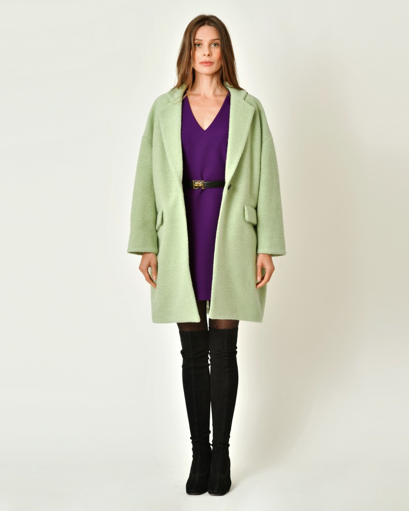 Manteau en laine et coton vert d’eau Balia 