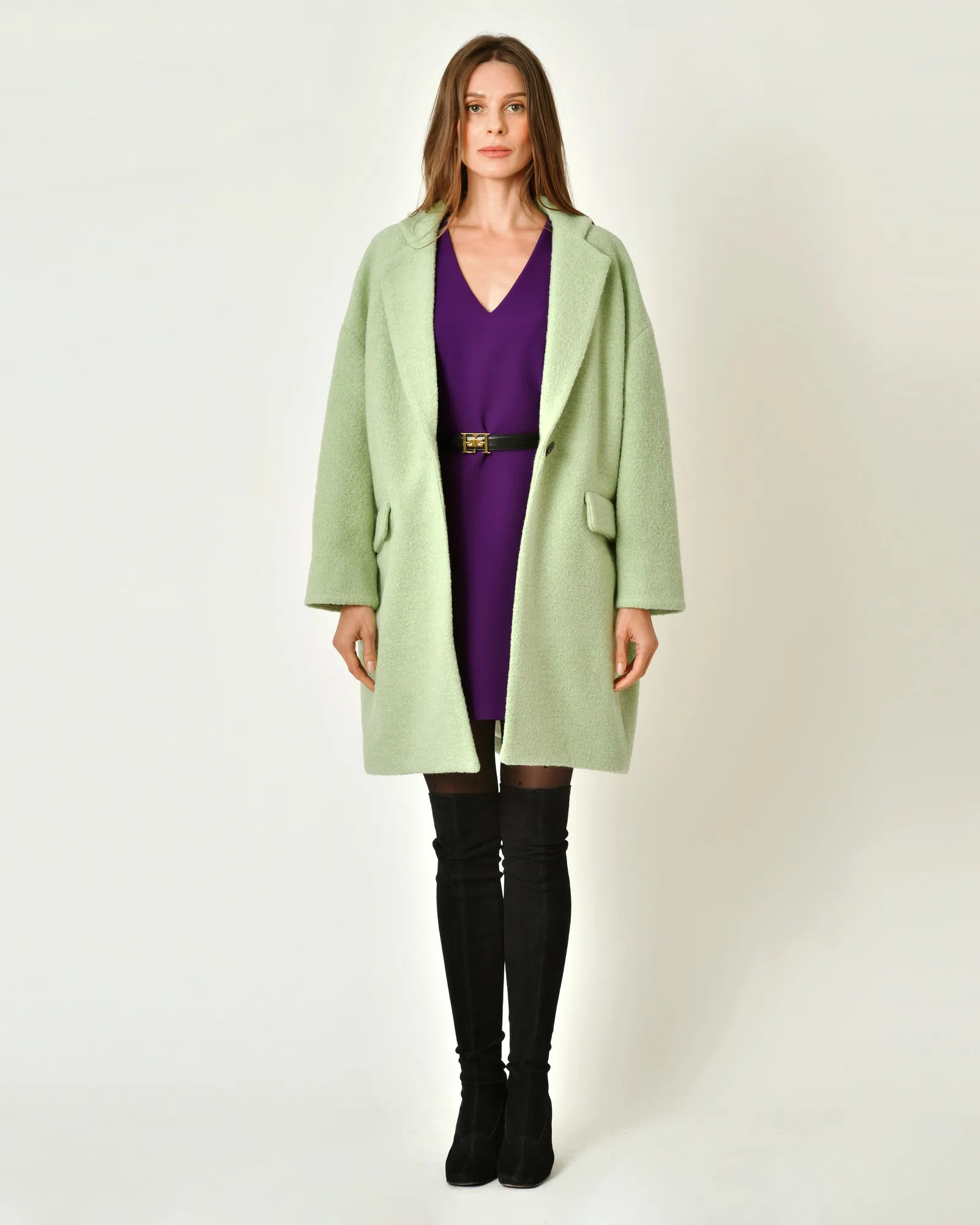 Manteau en laine et coton vert d’eau Balia 