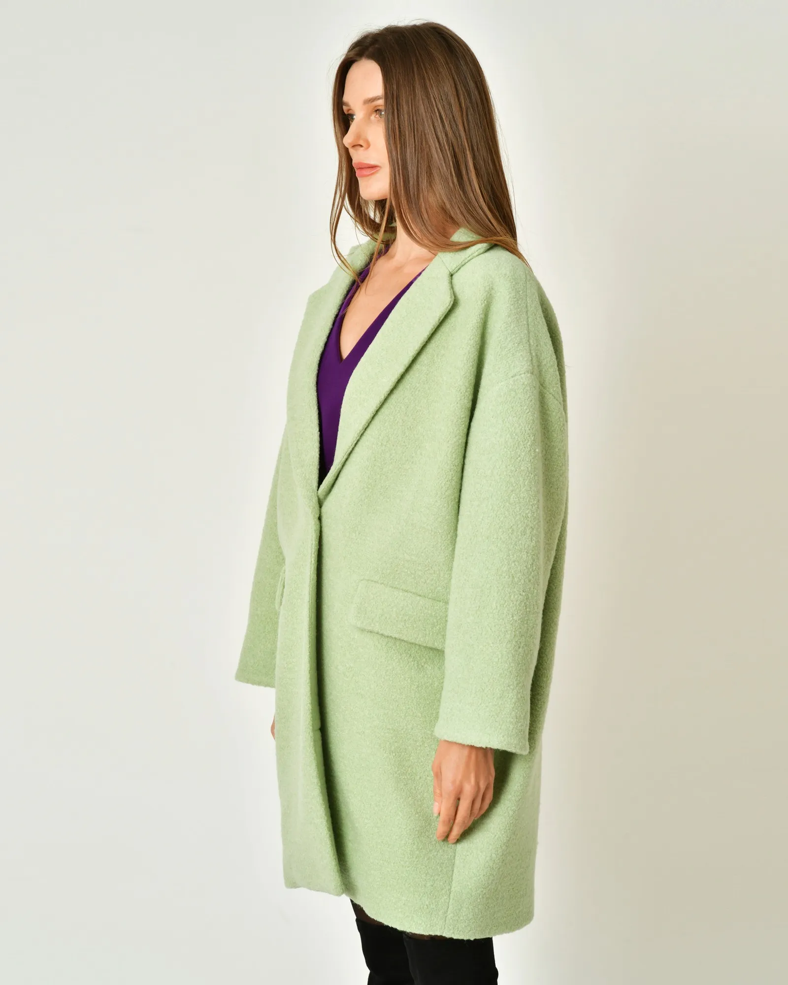 Manteau en laine et coton vert d’eau Balia 