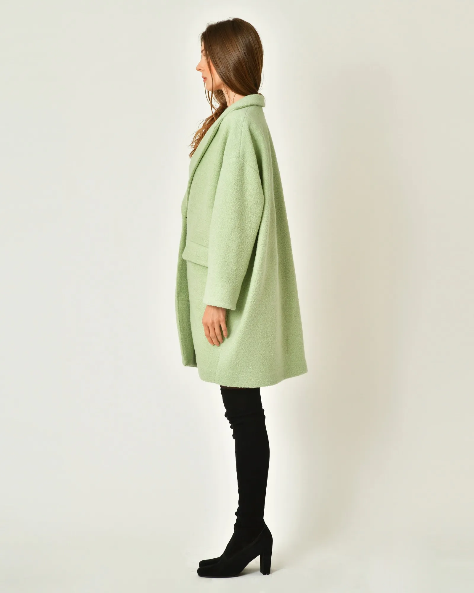 Manteau en laine et coton vert d’eau Balia 