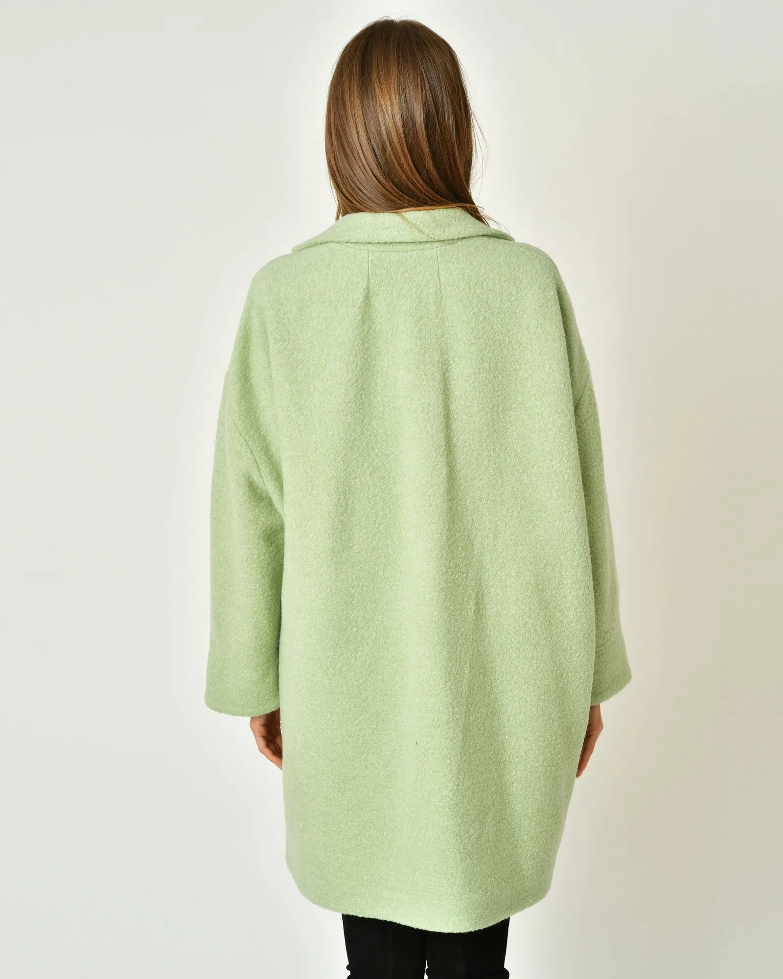 Manteau en laine et coton vert d’eau Balia 