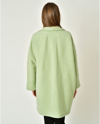 Manteau en laine et coton vert d’eau Balia 