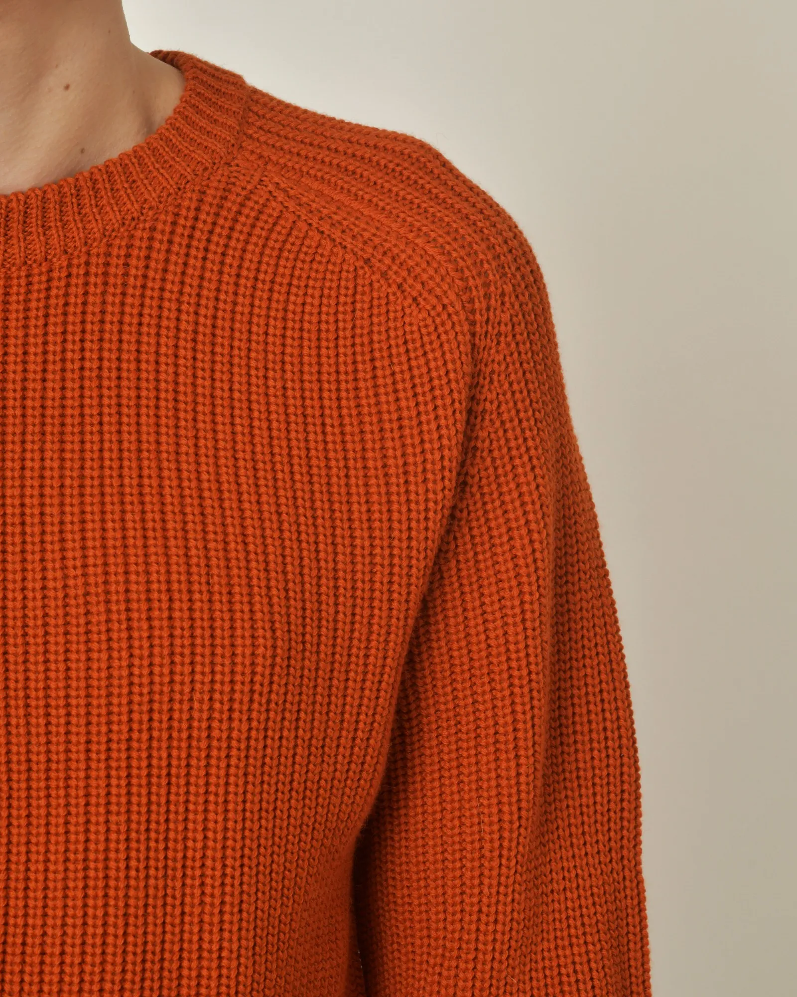 Pull en laine vierge mélangée orange V Neck 