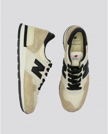 Baskets beige et noire en daim et toile New Balance 