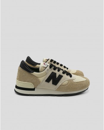 Baskets beige et noire en daim et toile New Balance 