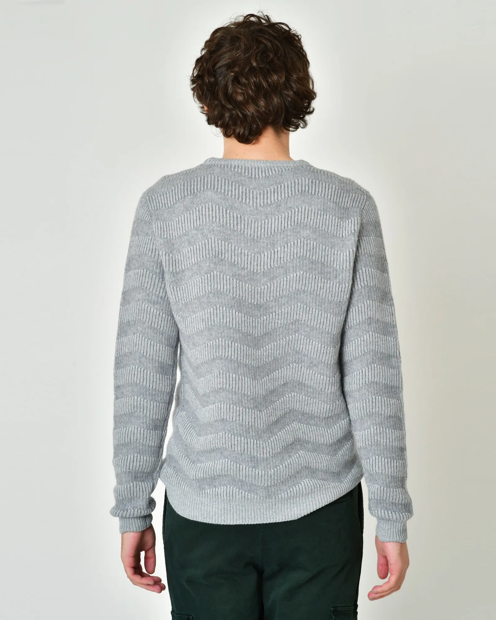 Pull en laine mélangée à motif zigzag V Neck 