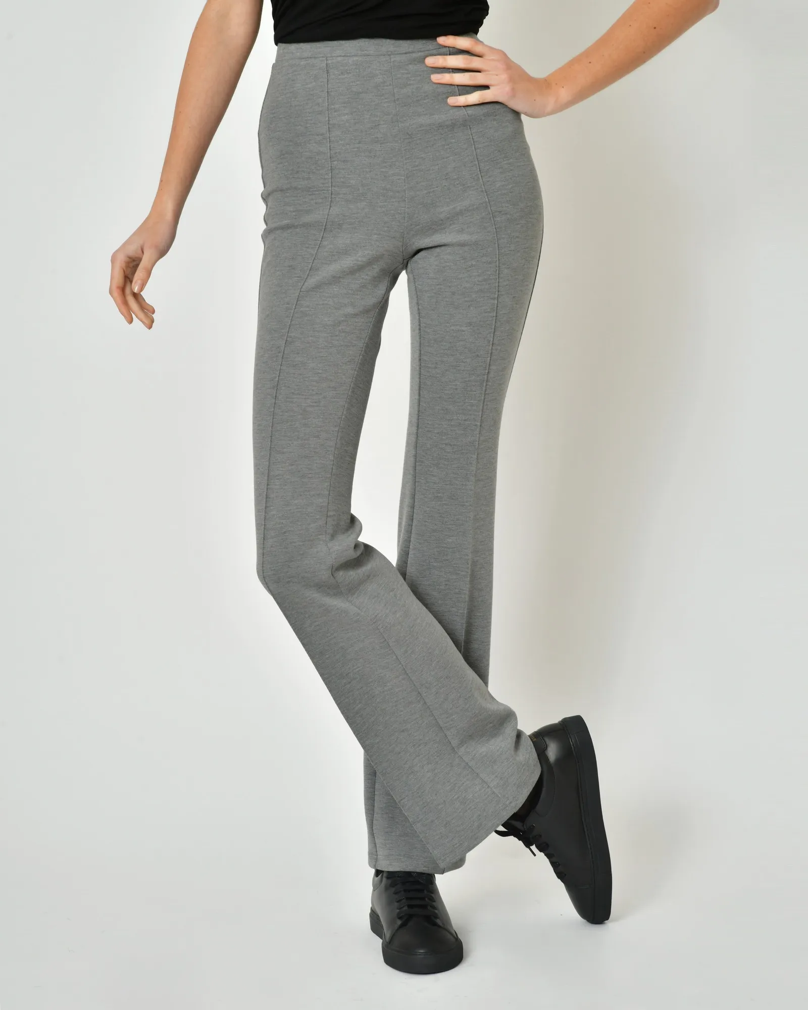 Pantalon flare taille haute gris Edward Achour 