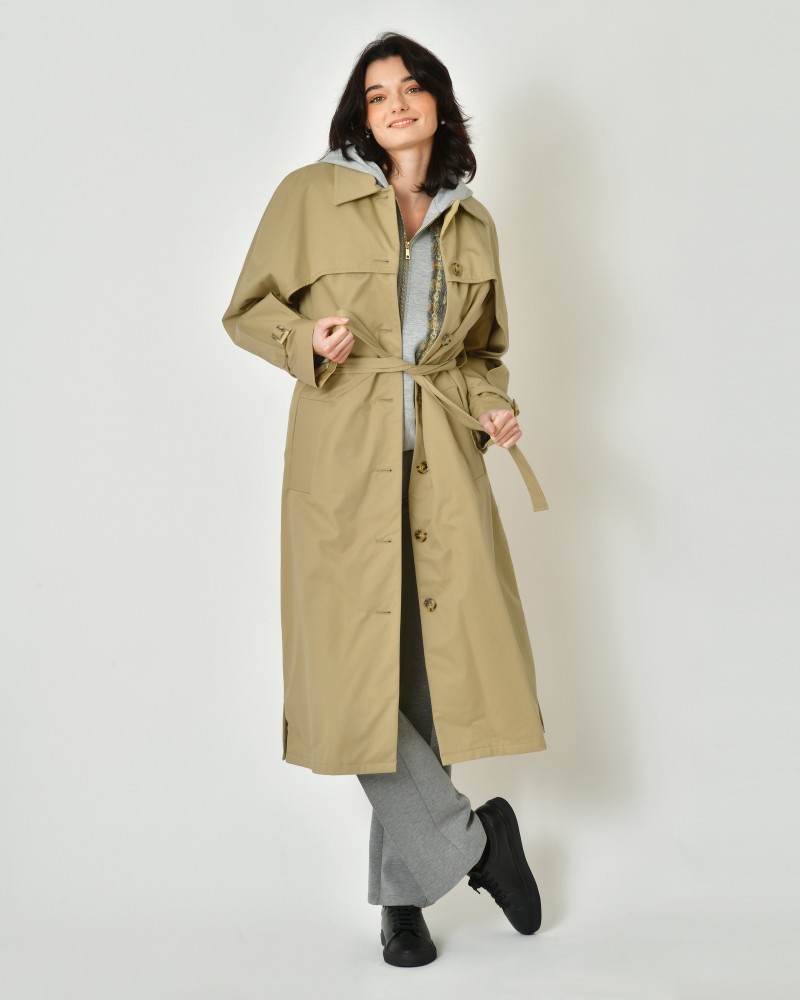 Trench-coat en gabardine de coton Paule Ka 