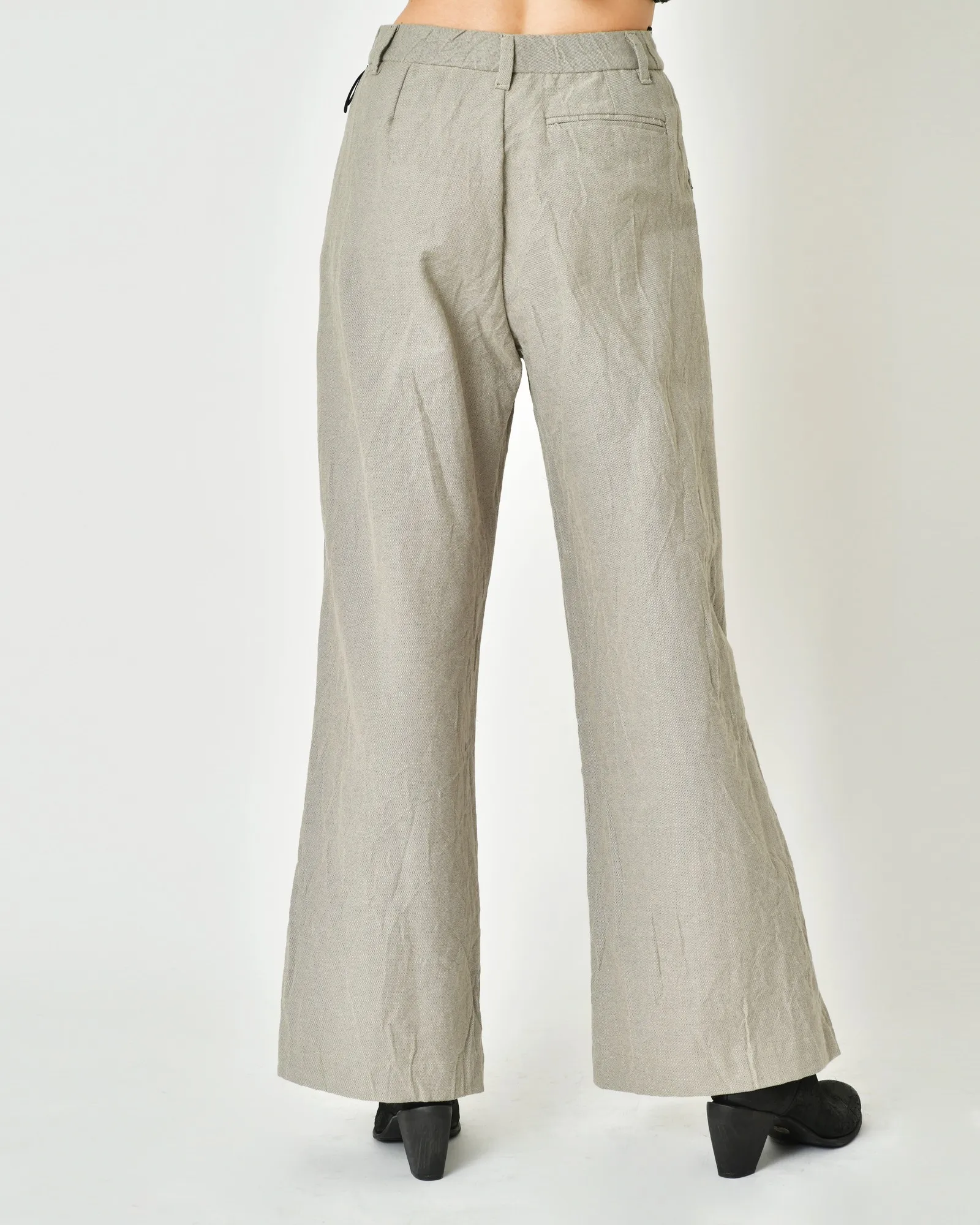 Pantalon en coton effet froissé taupe Nostra Santissima 