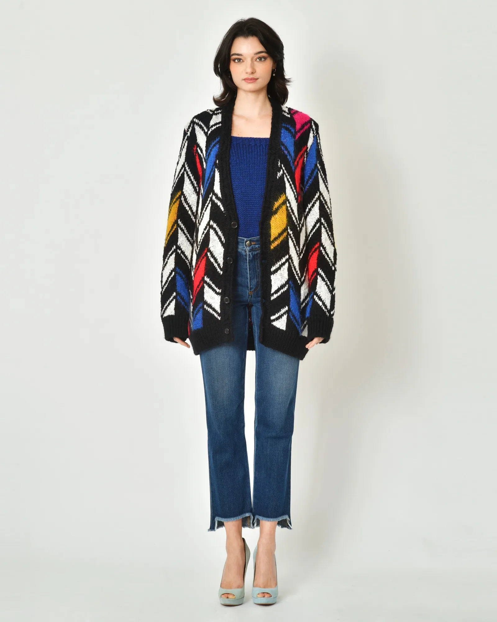 Cardigan à motif zigzag Saint Laurent 