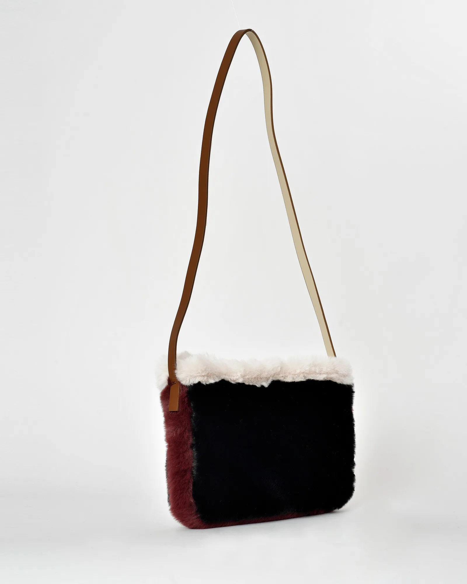 Sac porté épaule en fourrure synthétique noir Anita Bilardi 