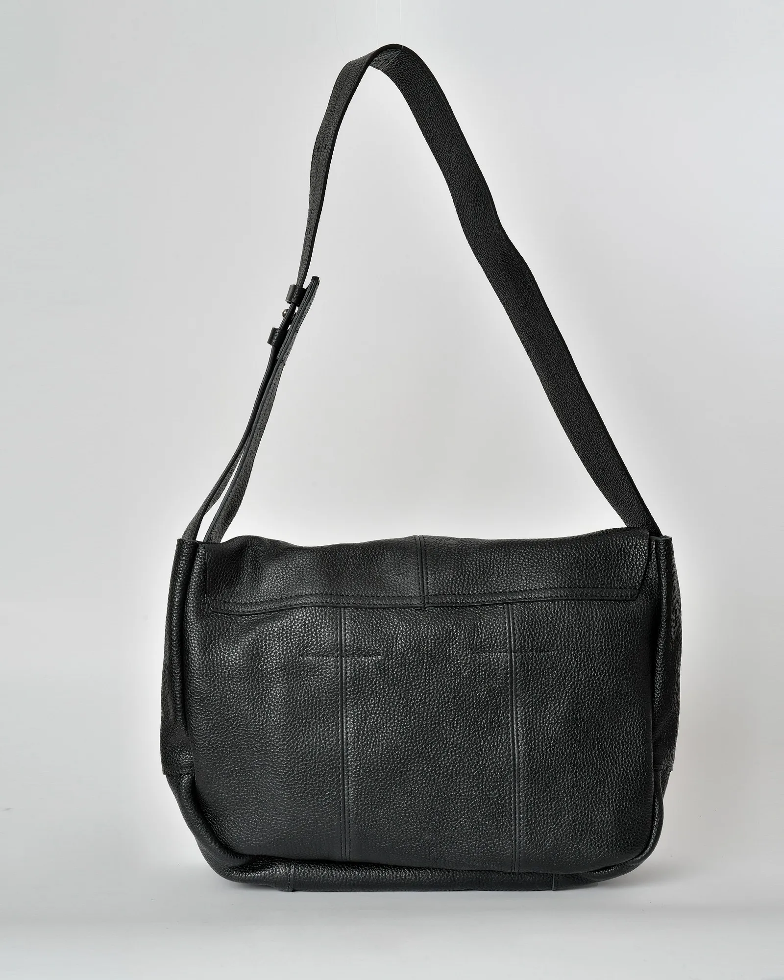 Sac porté épaule en cuir texturé noir Falorni 