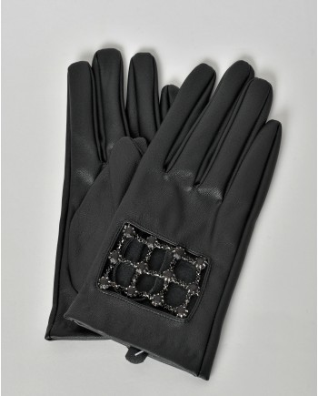 Gants en cuir synthétiques à empiècements Jijil 