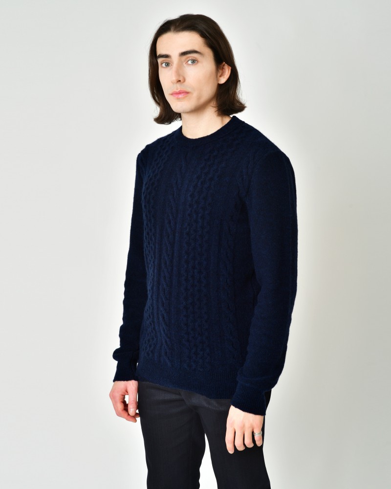 Pull en laine mélangée à motif torsadé Vneck 