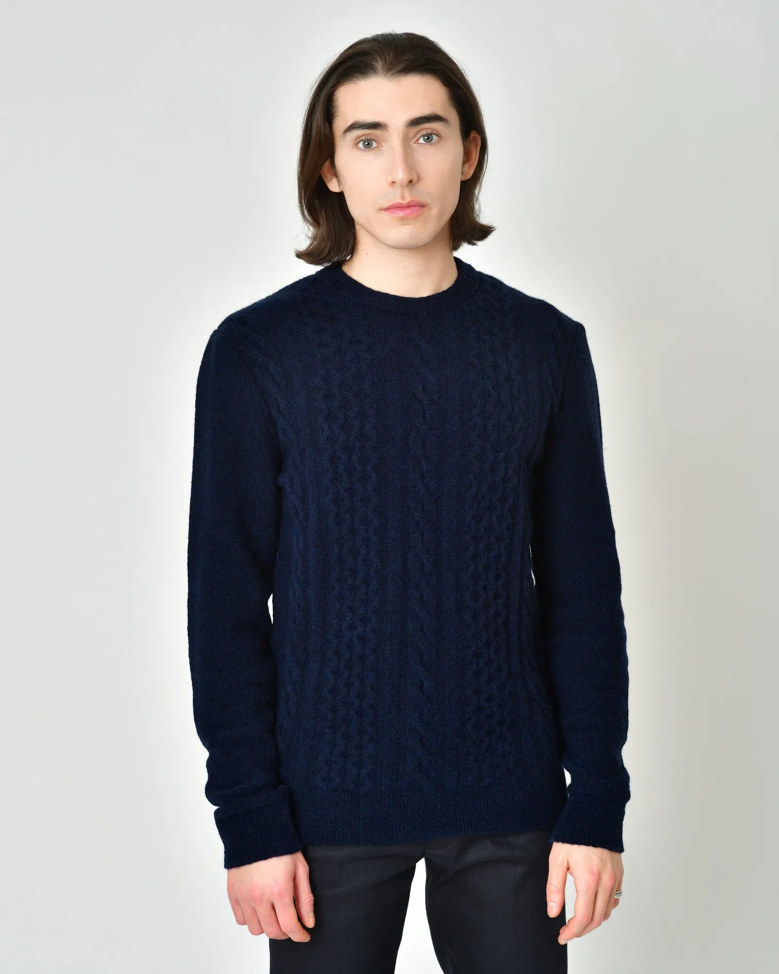 Pull en laine mélangée à motif torsadé Vneck 