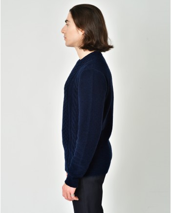 Pull en laine mélangée à motif torsadé Vneck 