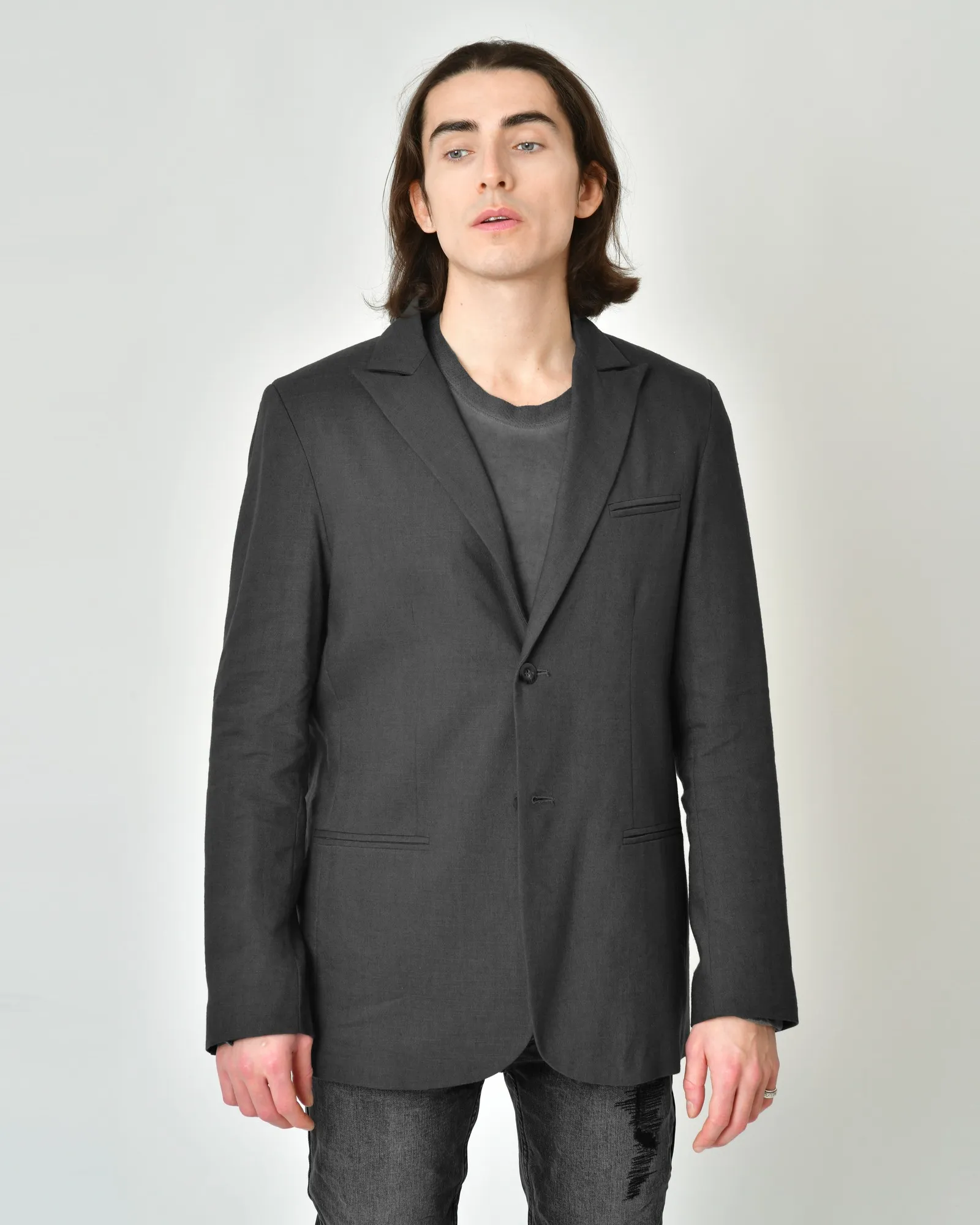 Blazer en lin et en laine grise Malloni 